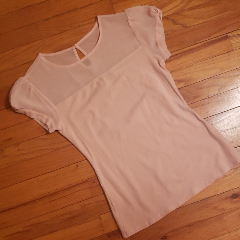 Pink shirt with sheer top